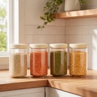 Stack & Lock Round Container 1000ml 4pcs Set | Stackable Storage Jars