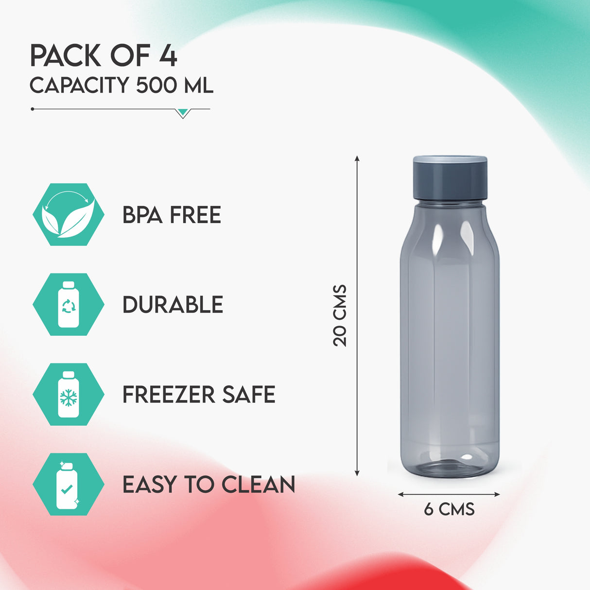 Aqua Water Bottle 4pcs Set | Leakproof Everyday Water Bottles