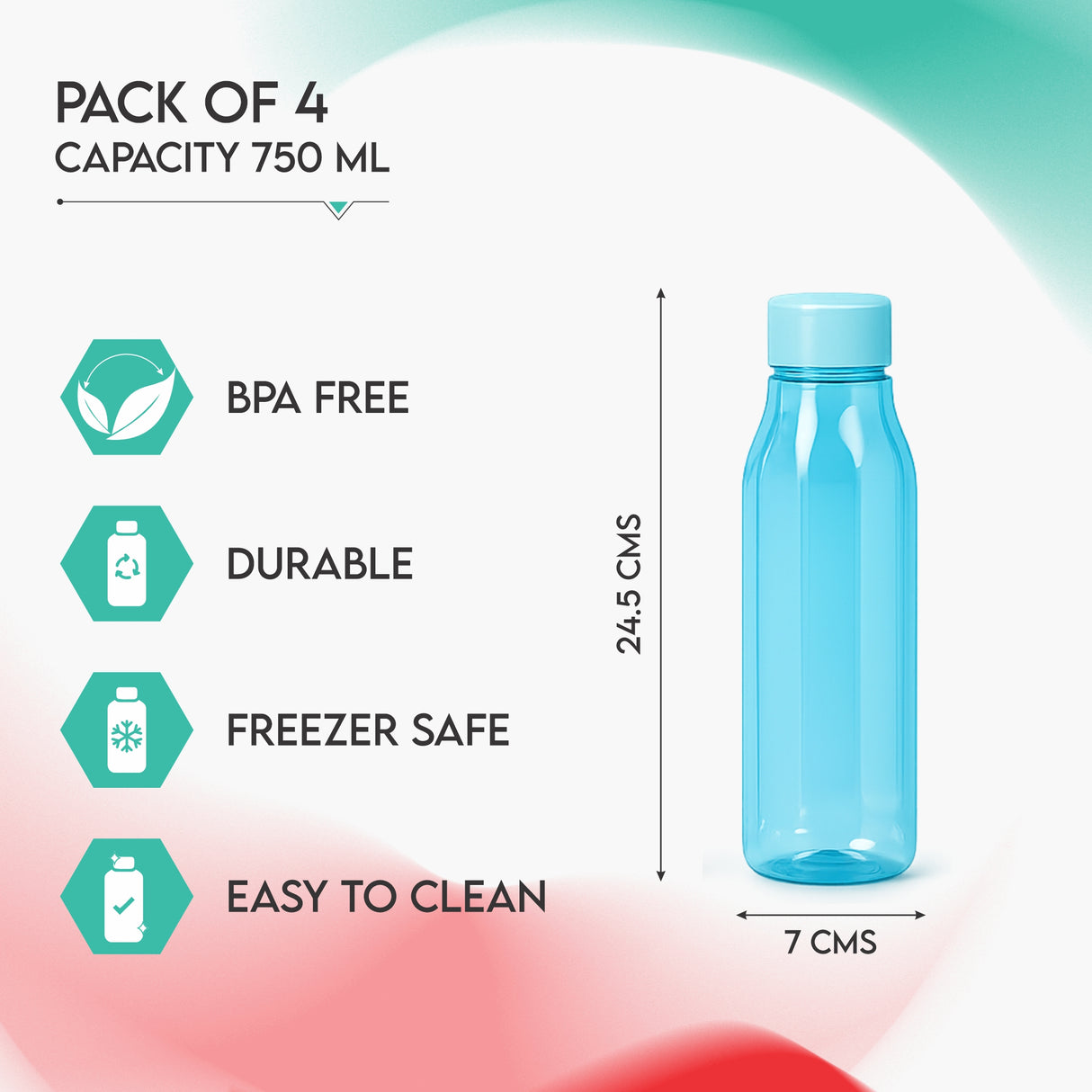 Aqua Water Bottle 4pcs Set | Leakproof Everyday Water Bottles