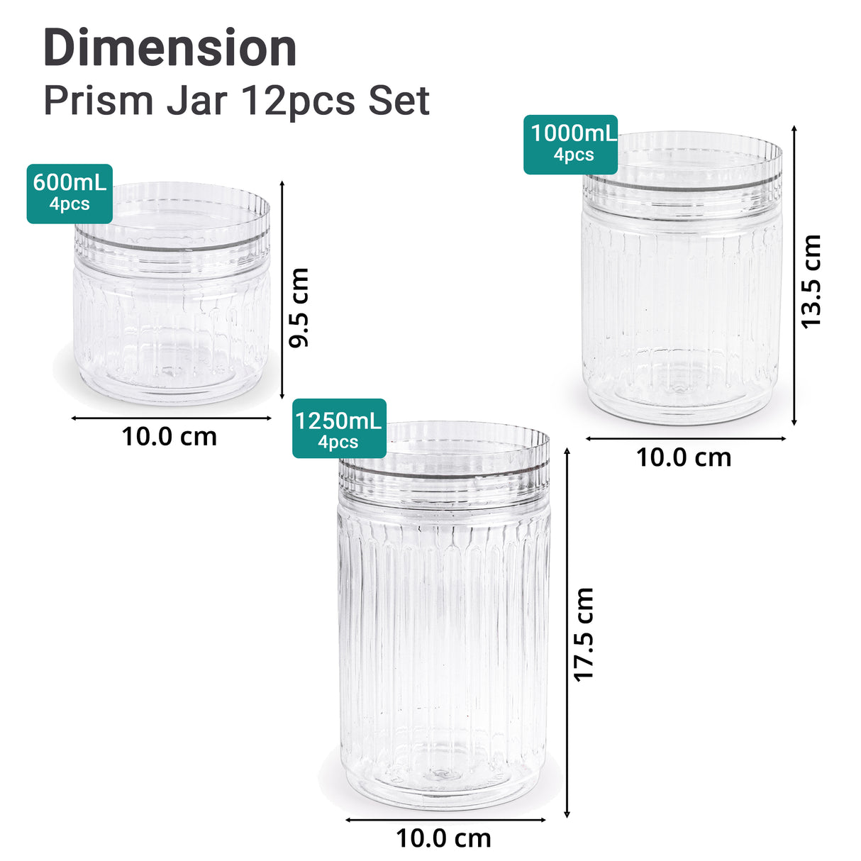 Prism Jar 12pcs Set Big | Stackable Kitchen Storage Jars