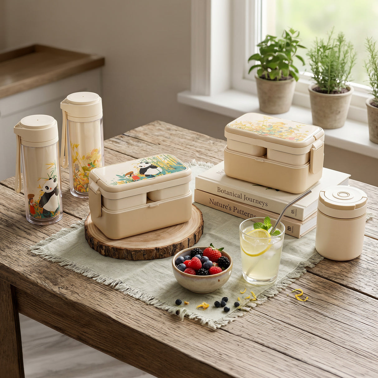 3 in 1 Bamboo Bento Lunch Box | Eco-Friendly Tiffin Box with Cutlery