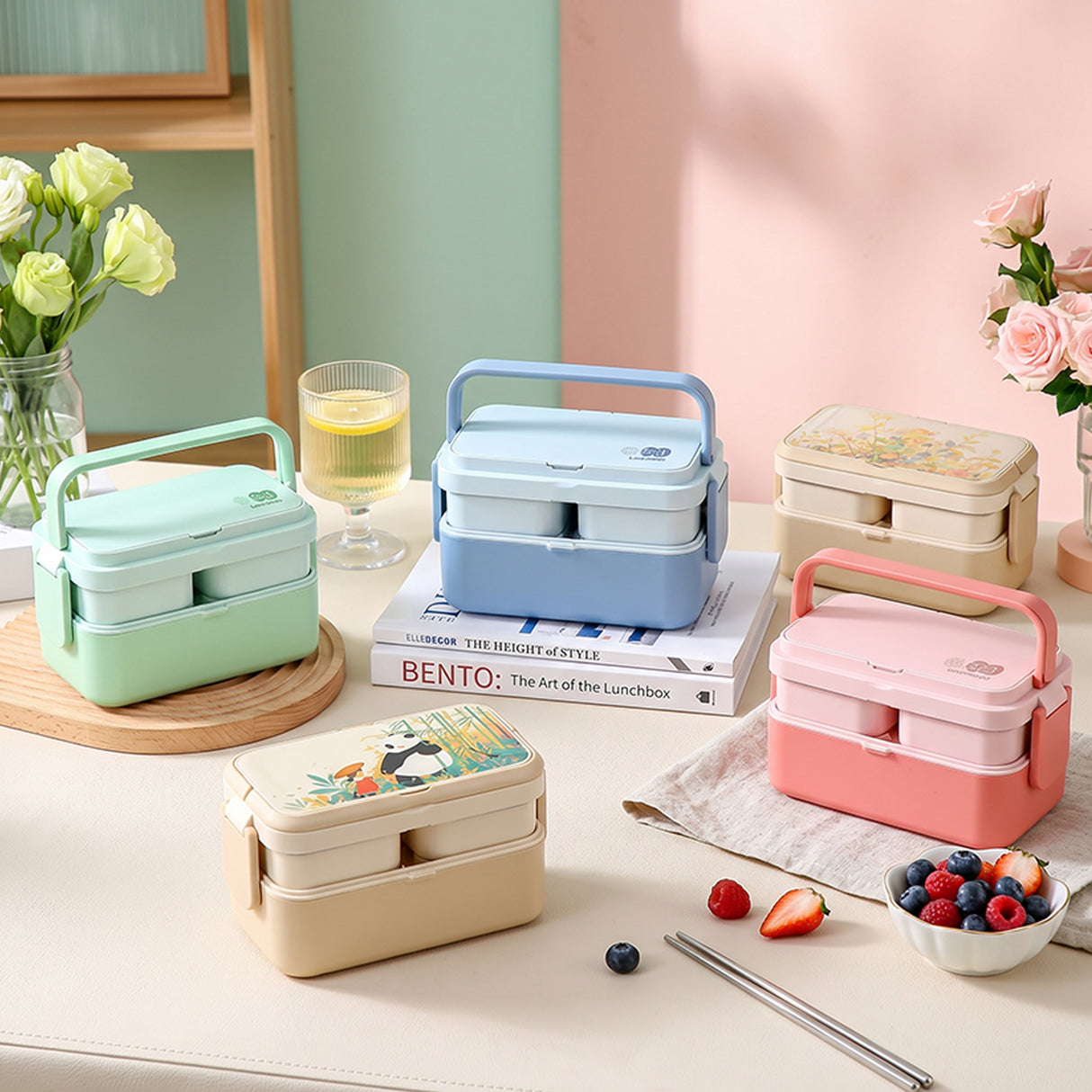 3 in 1 Bamboo Bento Lunch Box | Eco-Friendly Tiffin Box with Cutlery