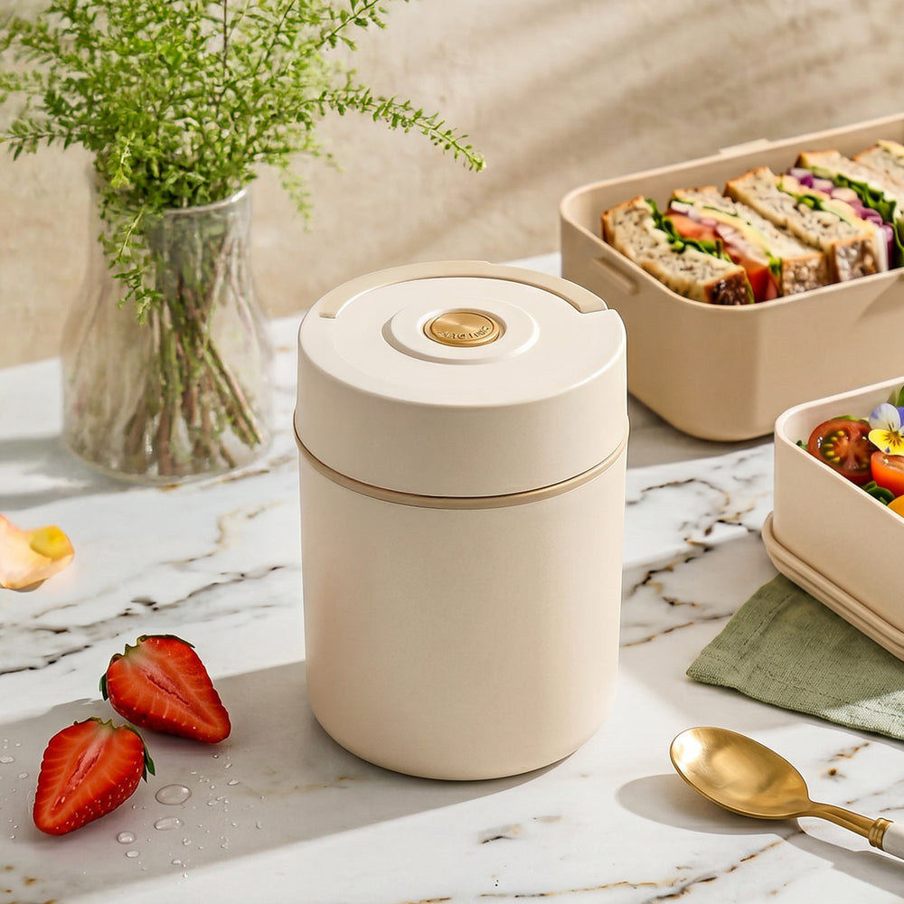 Bamboo Slender Soup Flask 500ml | Insulated Soup Flask | Beige