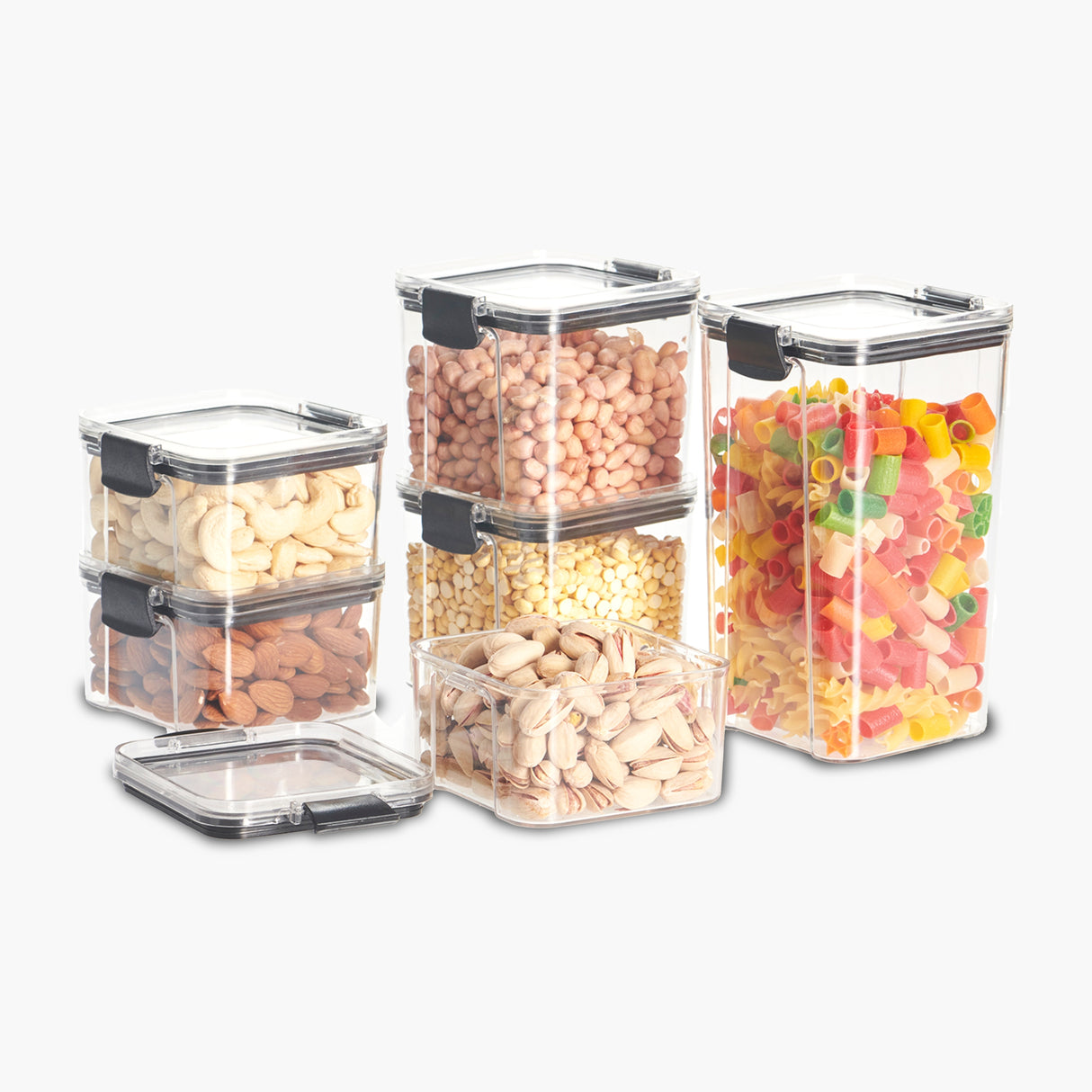 SoFresh FrameUp 6pcs Set (460ml x3, 700ml x2, 1300ml x1) | Airtight Clip-Lock Storage Jars