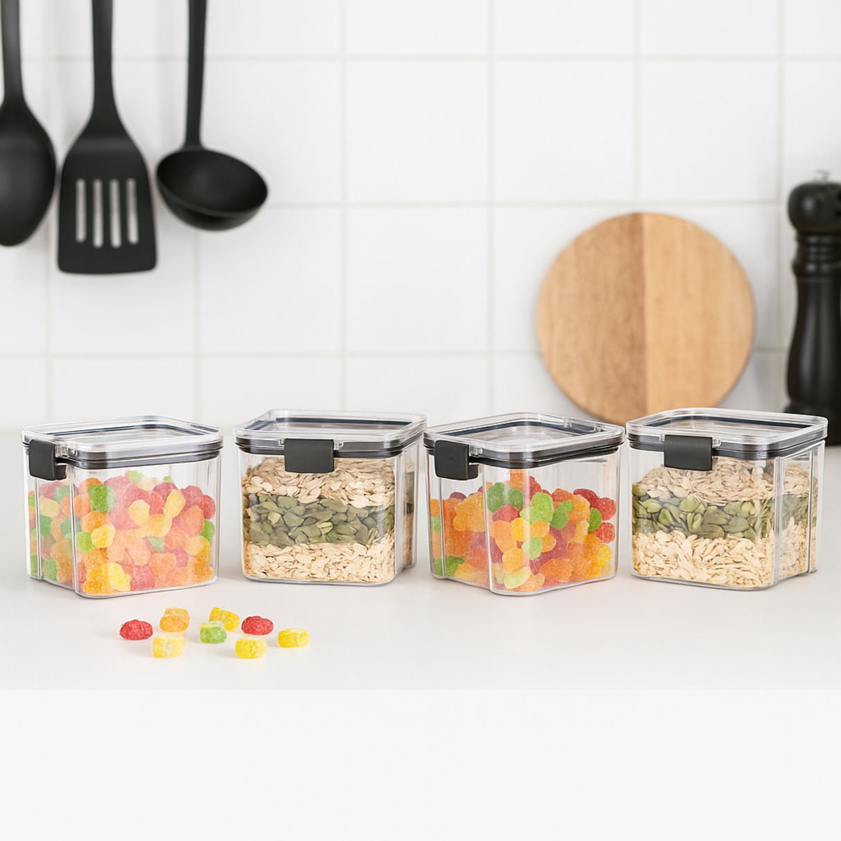 SoFresh FrameUp 700ml 4pcs Set | Airtight Clip-Lock Storage Jars