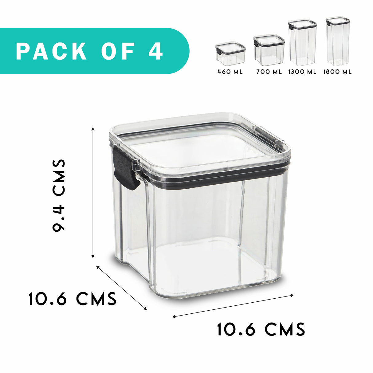 SoFresh FrameUp 700ml 4pcs Set | Airtight Clip-Lock Storage Jars