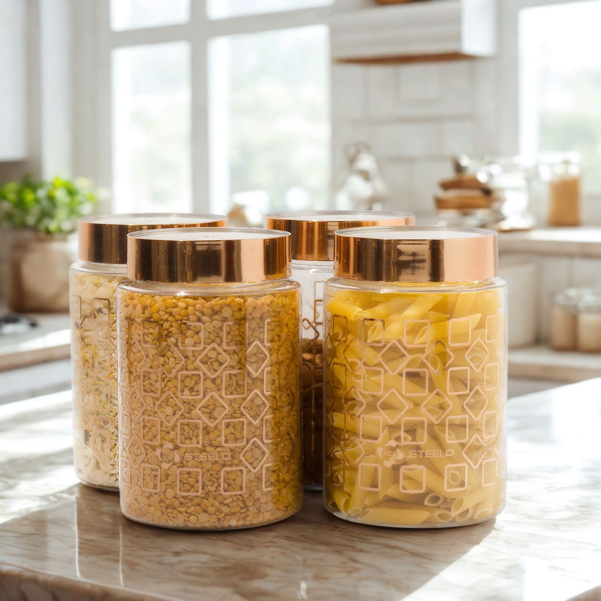 Homely Deluxe Container 1000ml 4pcs Set | Premium Airtight Storage Jars