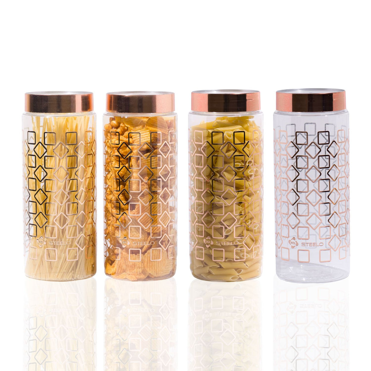 Homely Deluxe Container 1500ml Long 4pcs Set | Premium Airtight Storage Jars