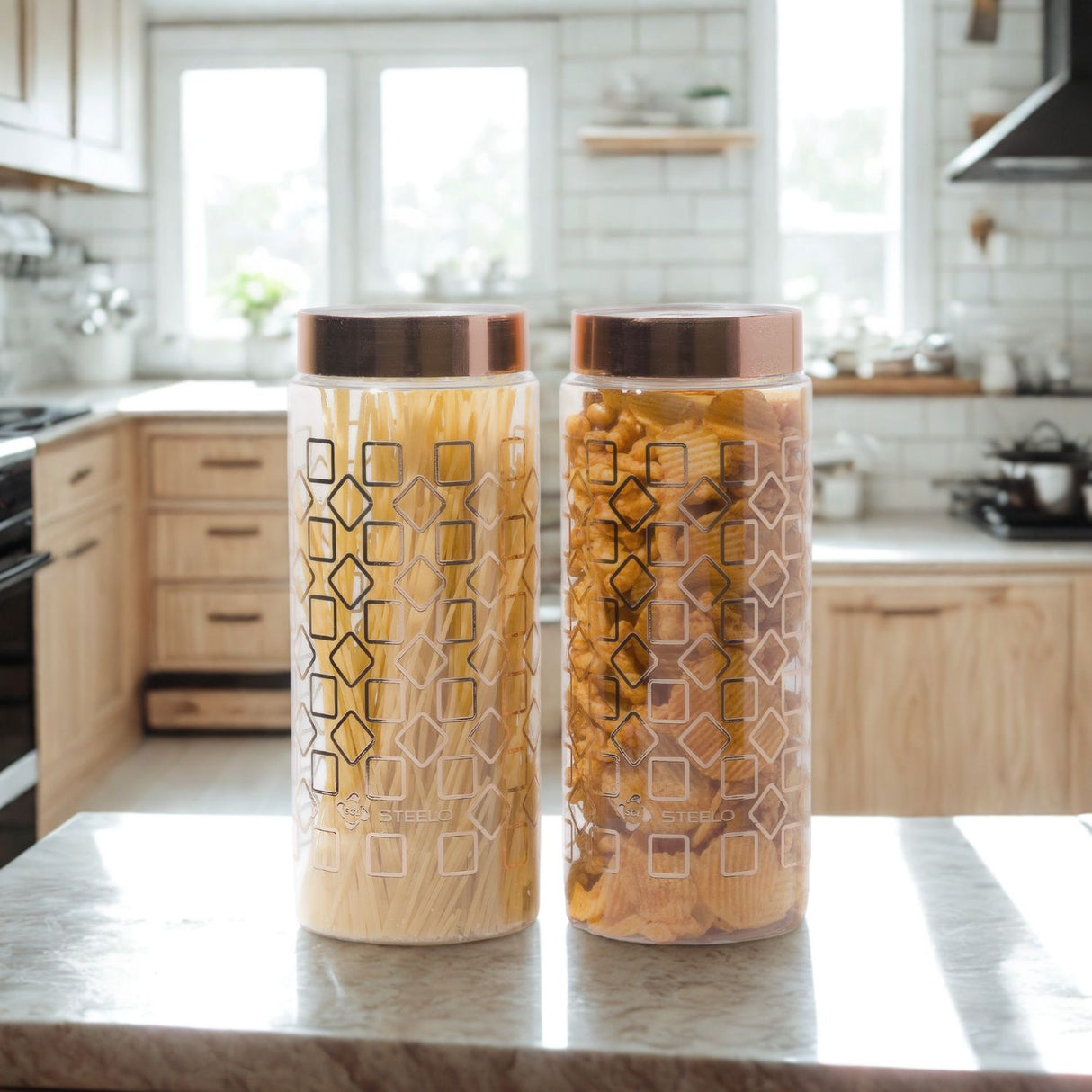 Homely Deluxe Container 1500ml Long 4pcs Set | Premium Airtight Storage Jars
