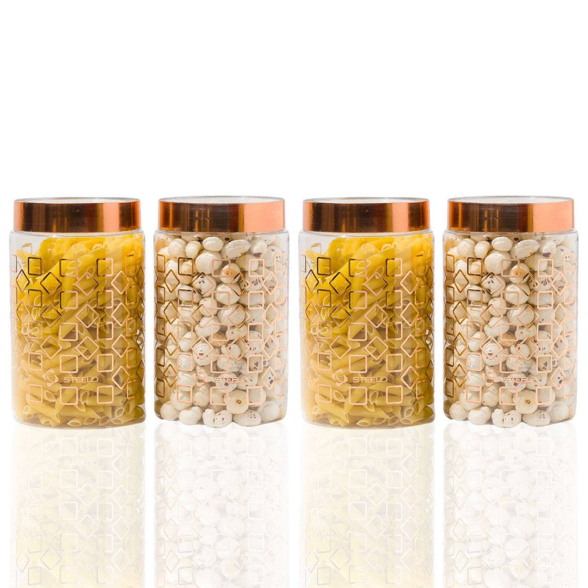 Homely Deluxe Container 1500ml Short 4pcs Set | Premium Airtight Storage Jars