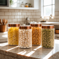 Homely Deluxe Container 1500ml Short 4pcs Set | Premium Airtight Storage Jars