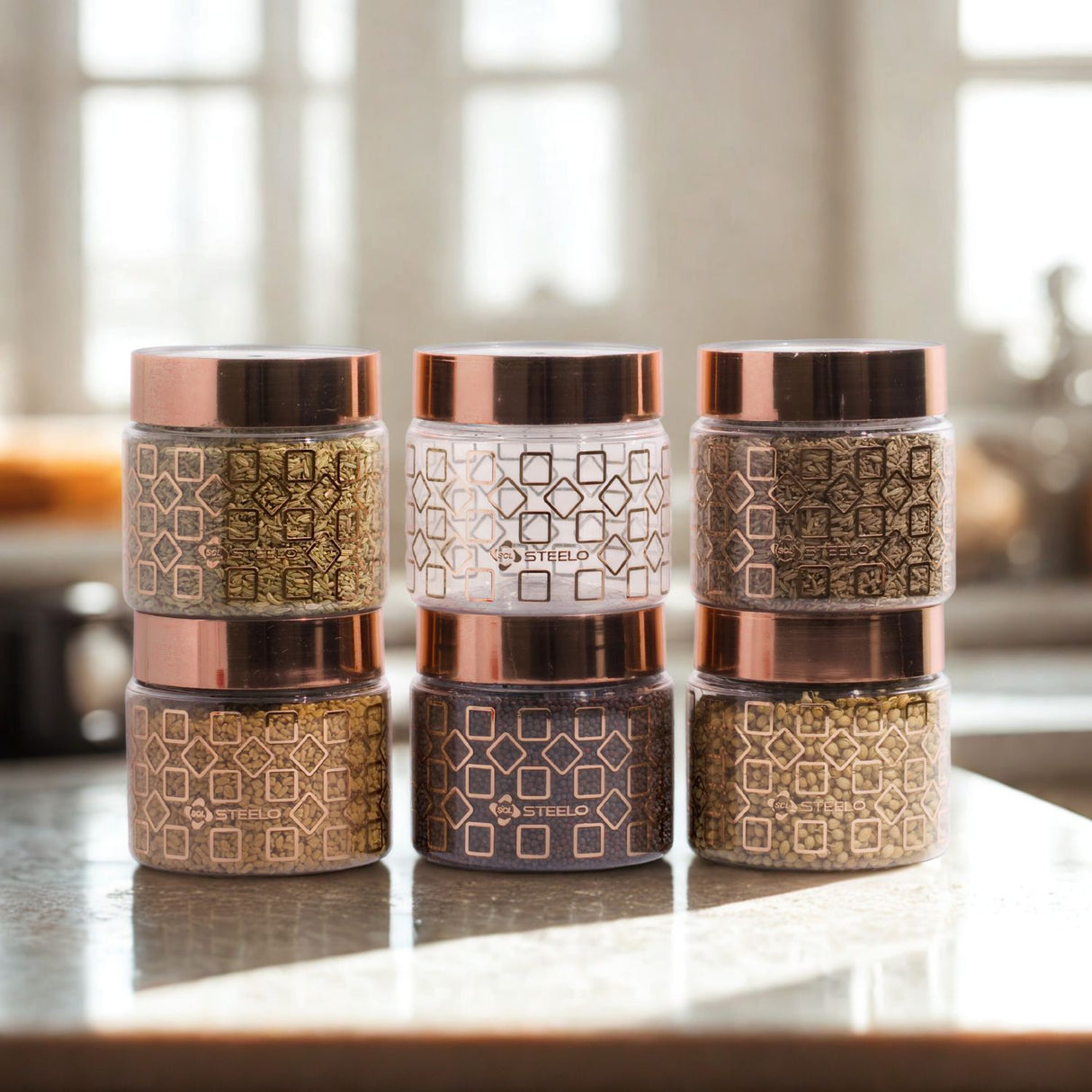 Homely Deluxe Container 200ml 6pcs Set | Premium Airtight Storage Jars