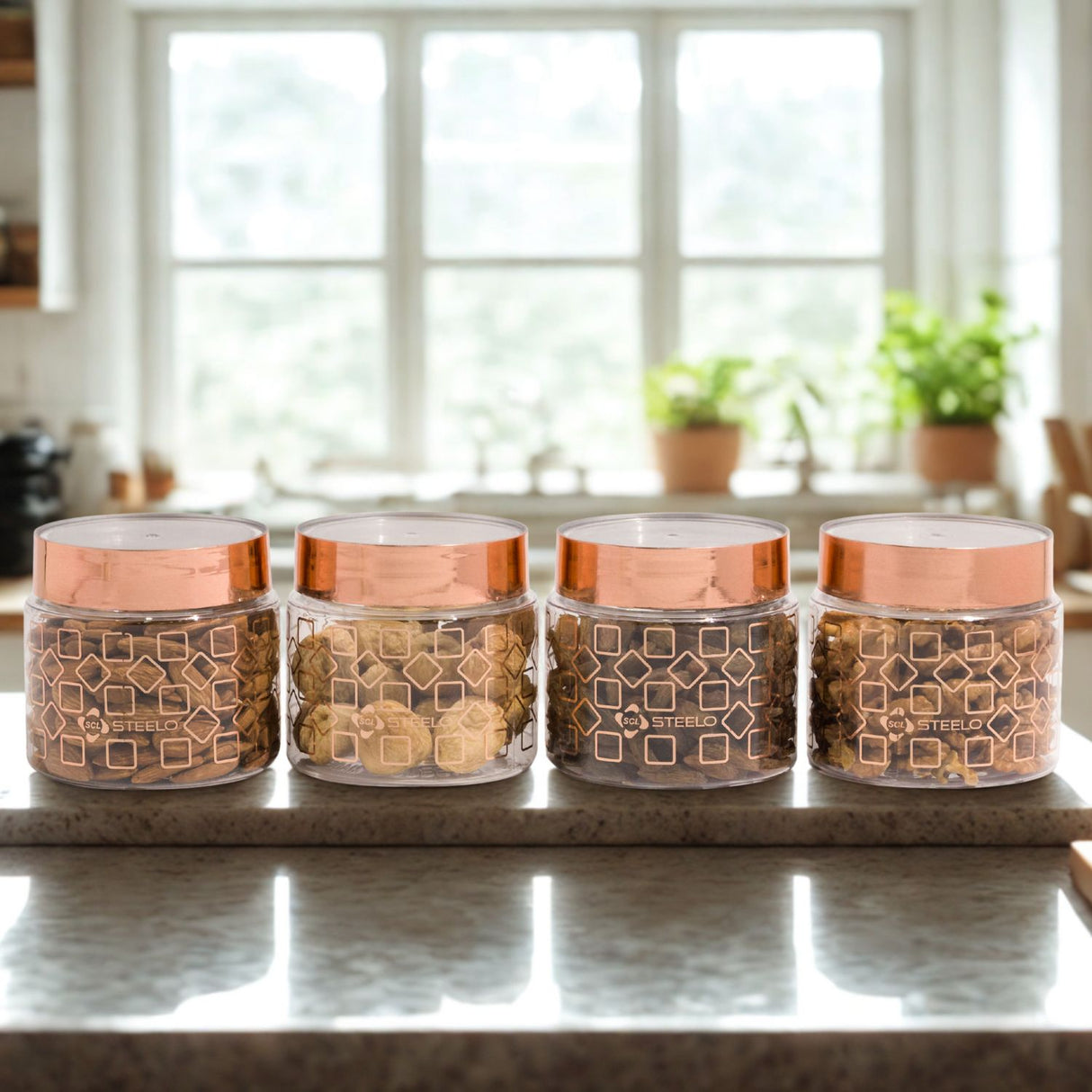 Homely Deluxe Container 500ml 4pcs Set | Premium Airtight Storage Jars