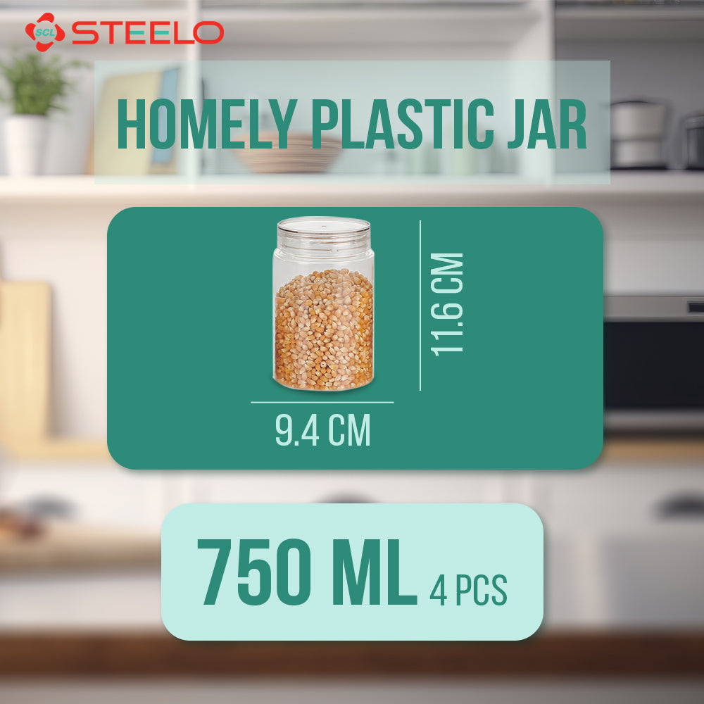Homely Container 750ml 4pcs Set | Airtight Kitchen Storage Jars