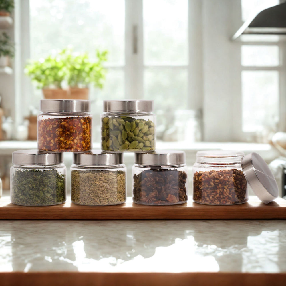 Homely Container 200ml 6pcs Set | Stainless Steel Lids | Storage Jars