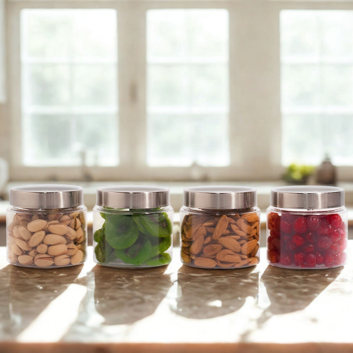 Homely Container 500ml 4pcs Set | Stainless Steel Lids | Storage Jars