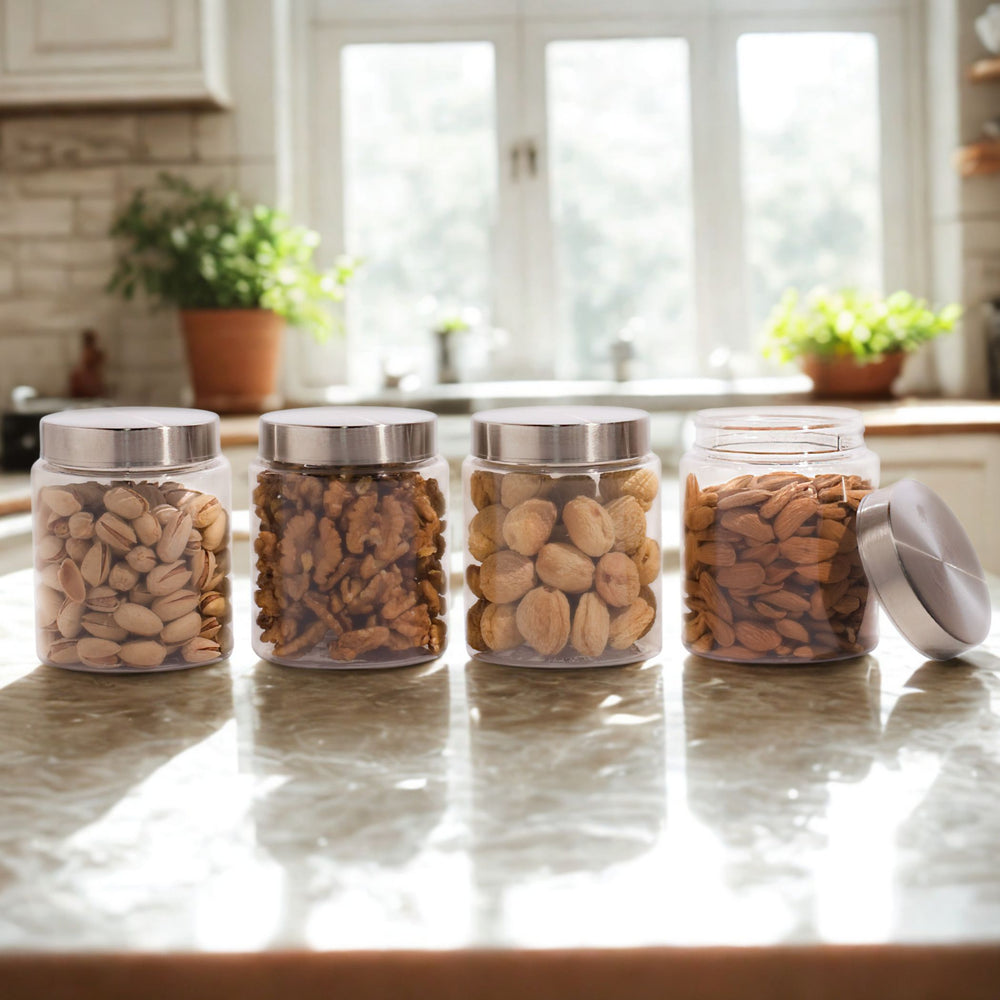 Homely Container 750ml 4pcs Set | Stainless Steel Lids | Storage Jars