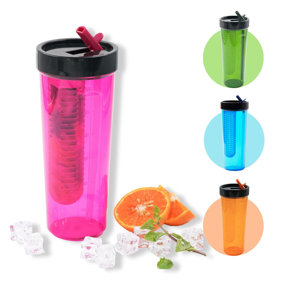 Sipper Infuser Bottle 700ml 2pcs Set | Fruit Infuser Sipper Bottle