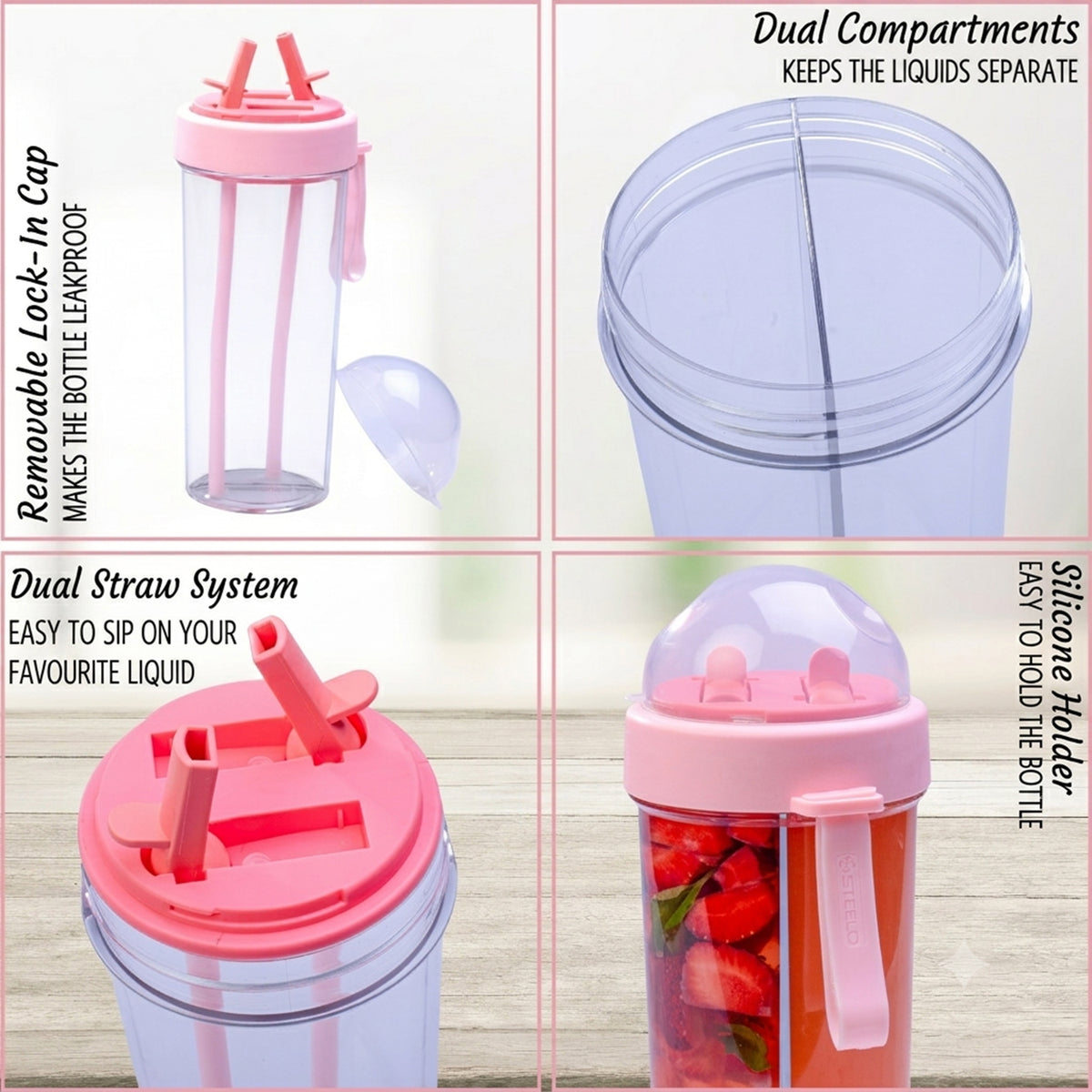 Sipmate Dual Sipper Bottle 600ml | Dual Sipper Water Bottle