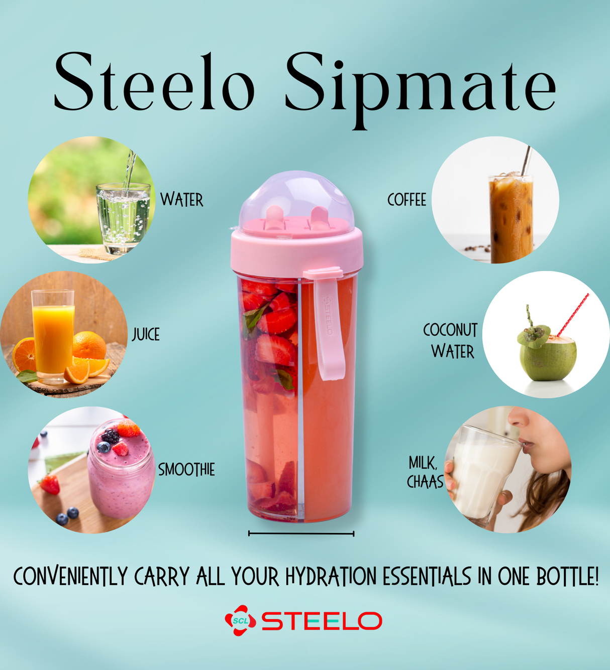 Sipmate Dual Sipper Bottle 600ml – Dual Sipper Water Bottle