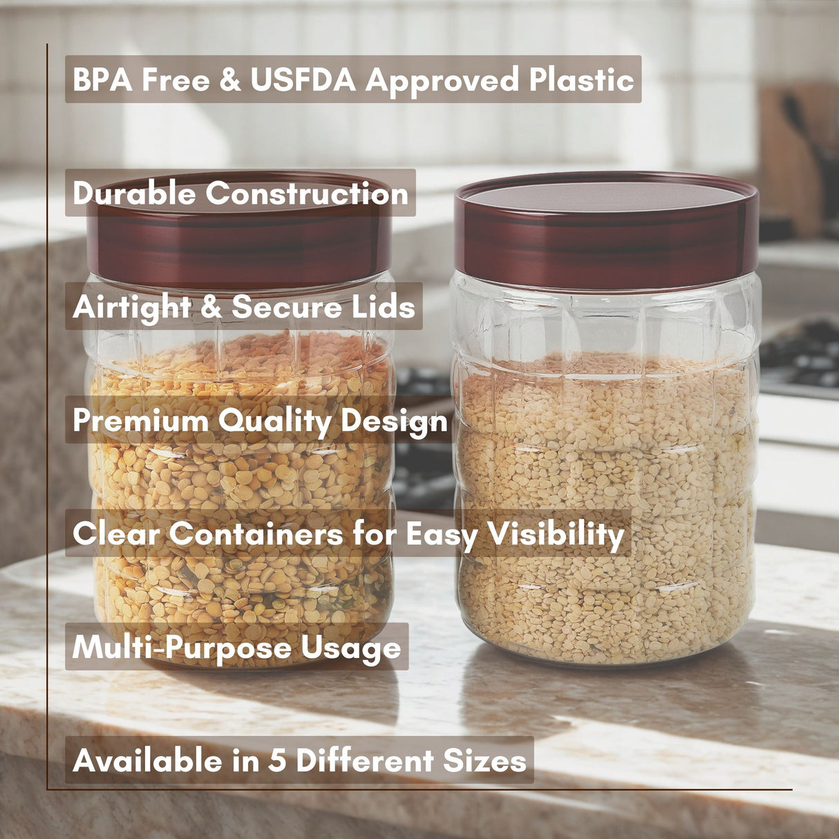 Solitaire Container 1200ml 4pcs Set | Airtight Kitchen Storage Jars