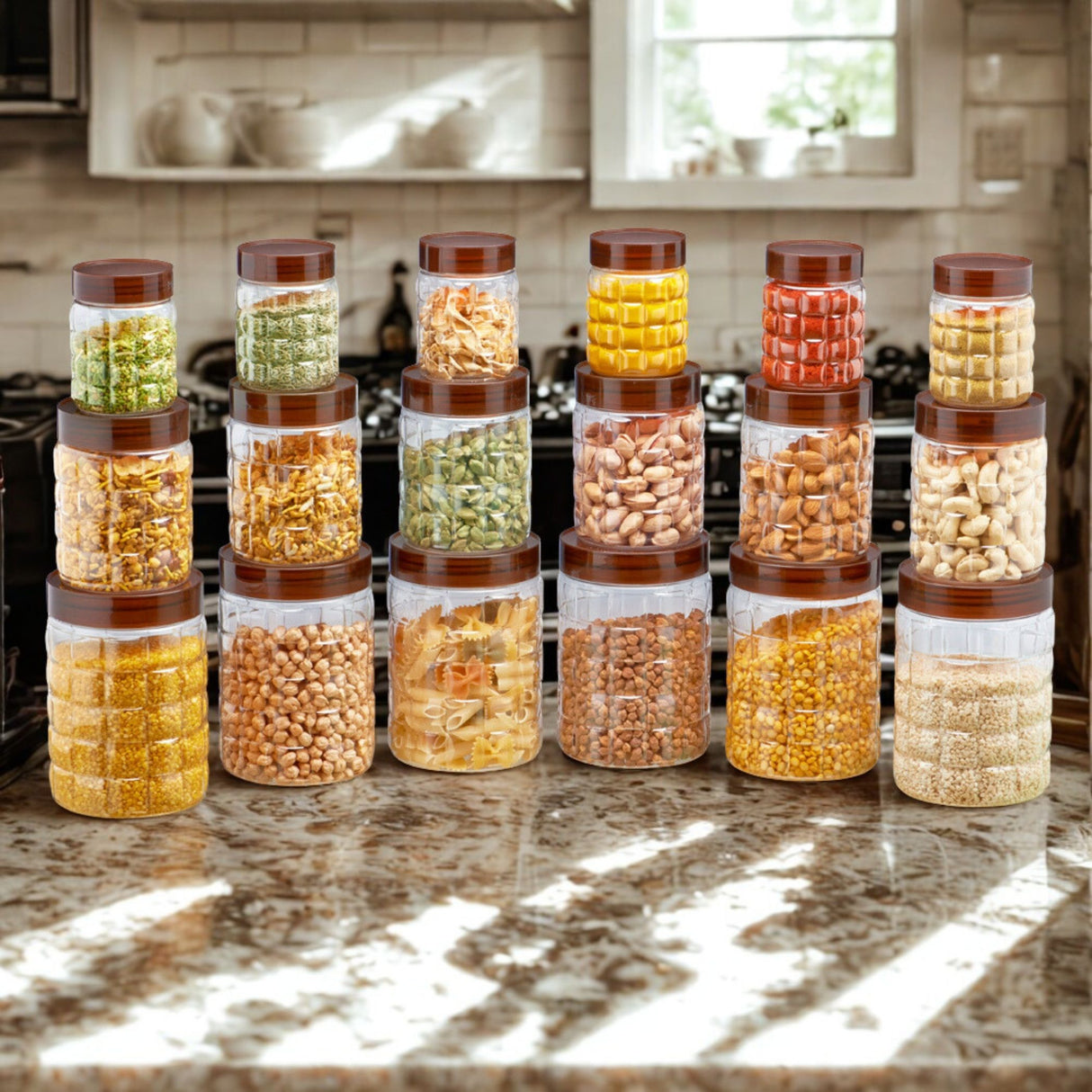 Solitaire Container 18pcs Set | Airtight Kitchen Storage Jars