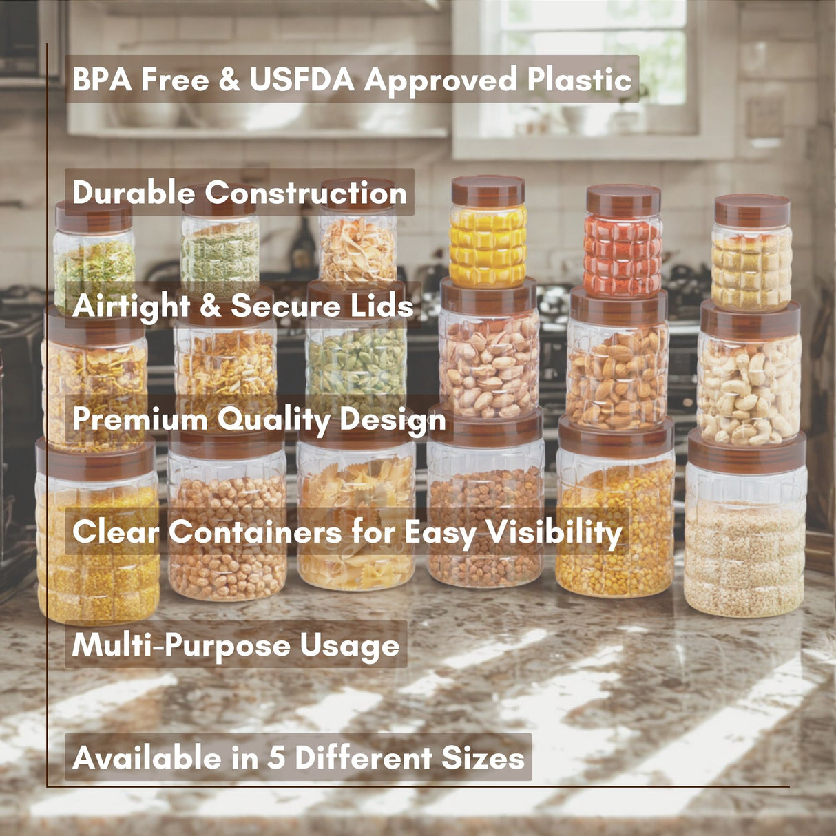 Solitaire Container 18pcs Set | Airtight Kitchen Storage Jars