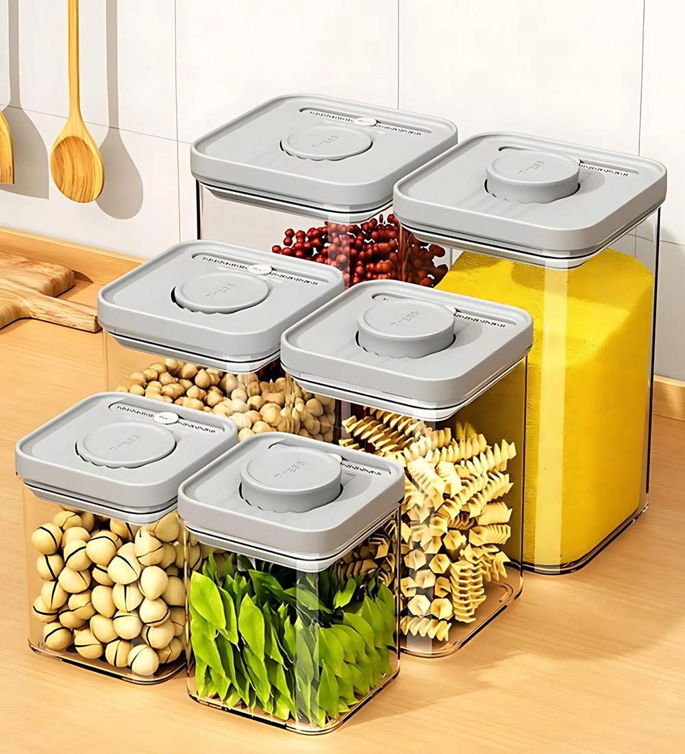 Push & Lock Container 3pcs Set | One-Push Storage Jars