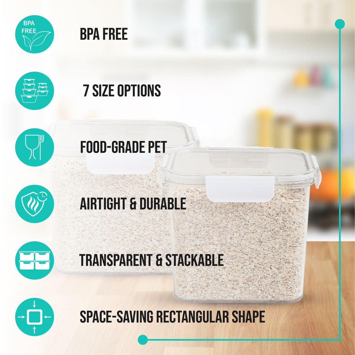 SoFresh Rectangular Container 2000ml 2pcs Set | Leakproof Food Containers