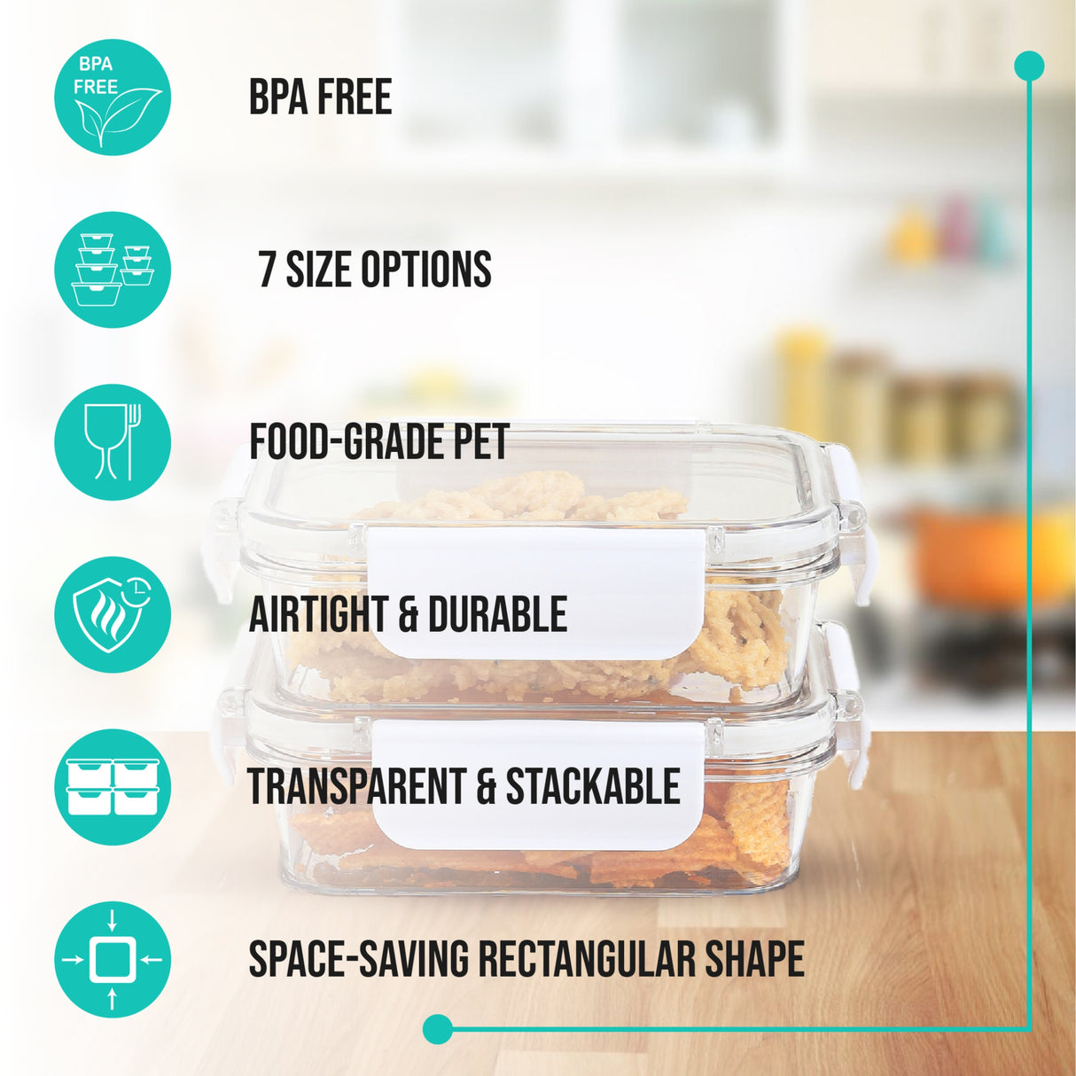 SoFresh Rectangular Container 300ml 2pcs Set | Leakproof Food Containers