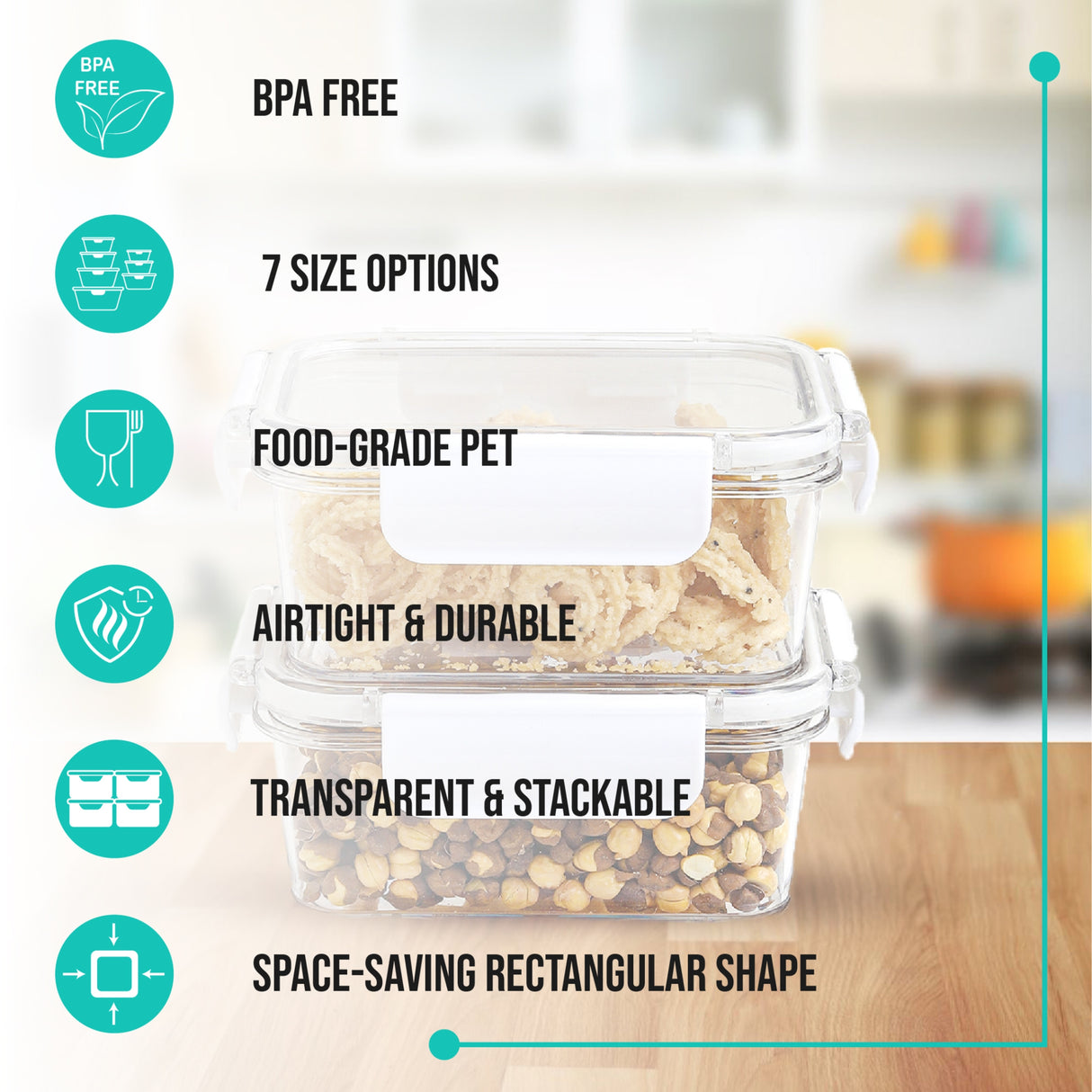 SoFresh Rectangular Container 500ml 2pcs Set | Leakproof Food Containers