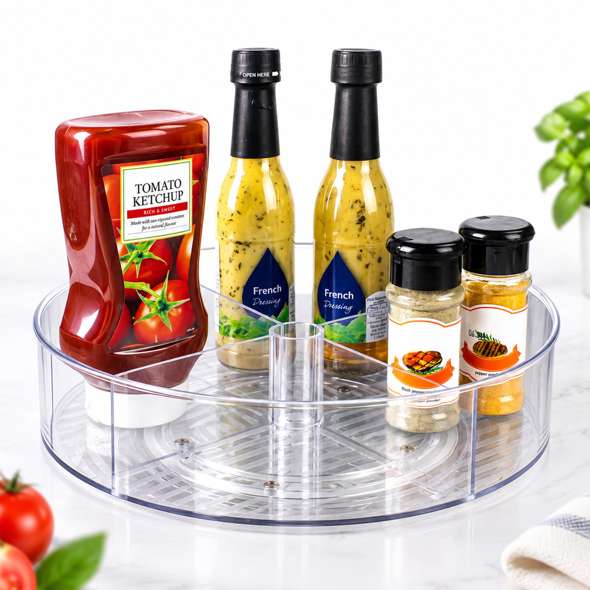 Turntable with Dividers | Rotating Kitchen Organiser