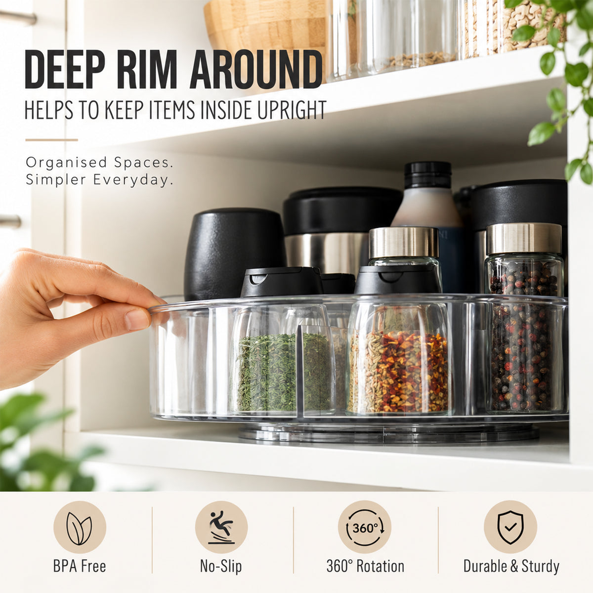 Turntable with Dividers | Rotating Kitchen Organiser