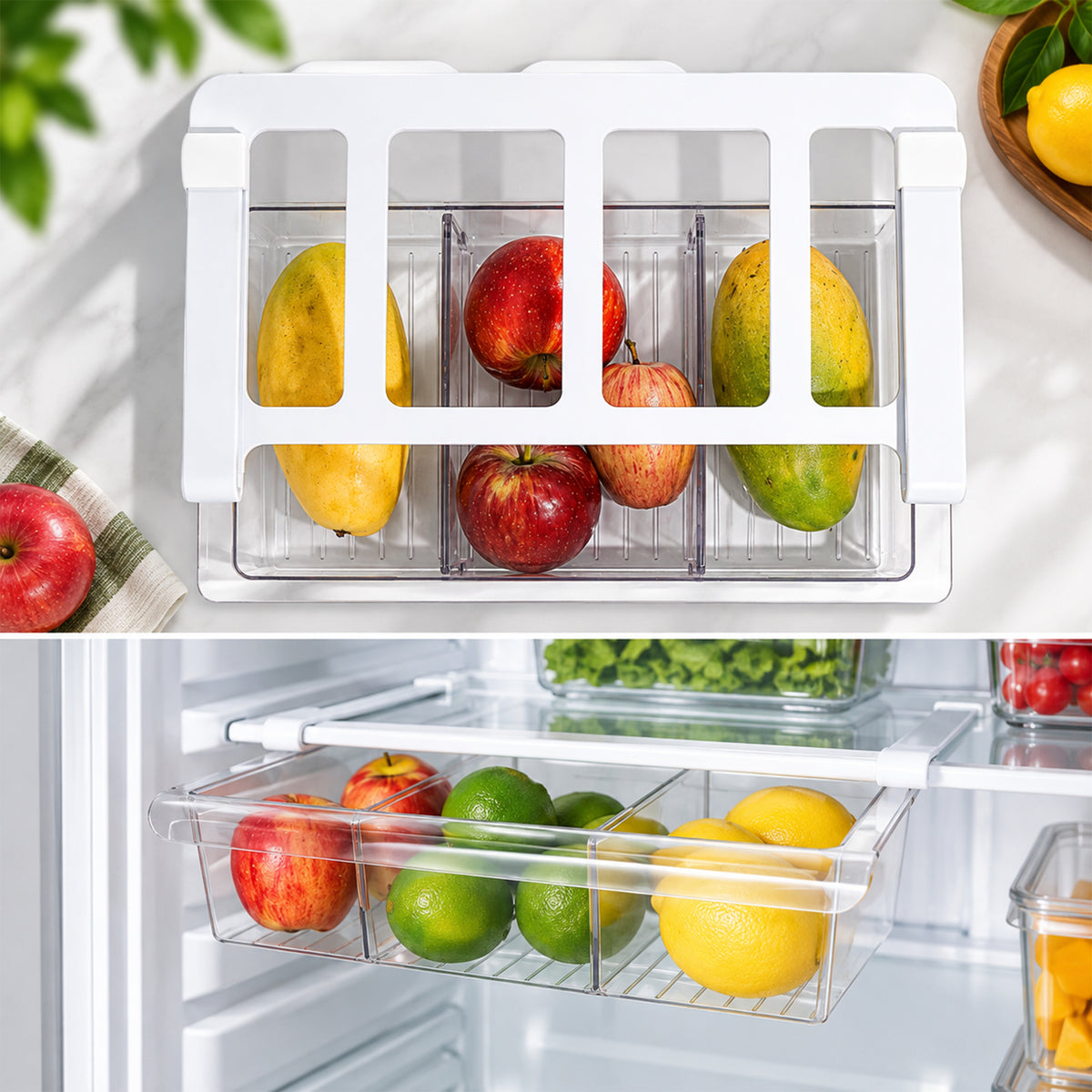 Fridge Undershelf Drawer | 3 Part | Fridge Storage Drawer