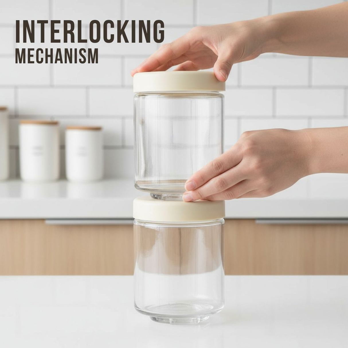Stack & Lock Round Container 1000ml 4pcs Set | Stackable Storage Jars