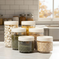Stack & Lock Round Containers 6pcs Set | Stackable Storage Jars