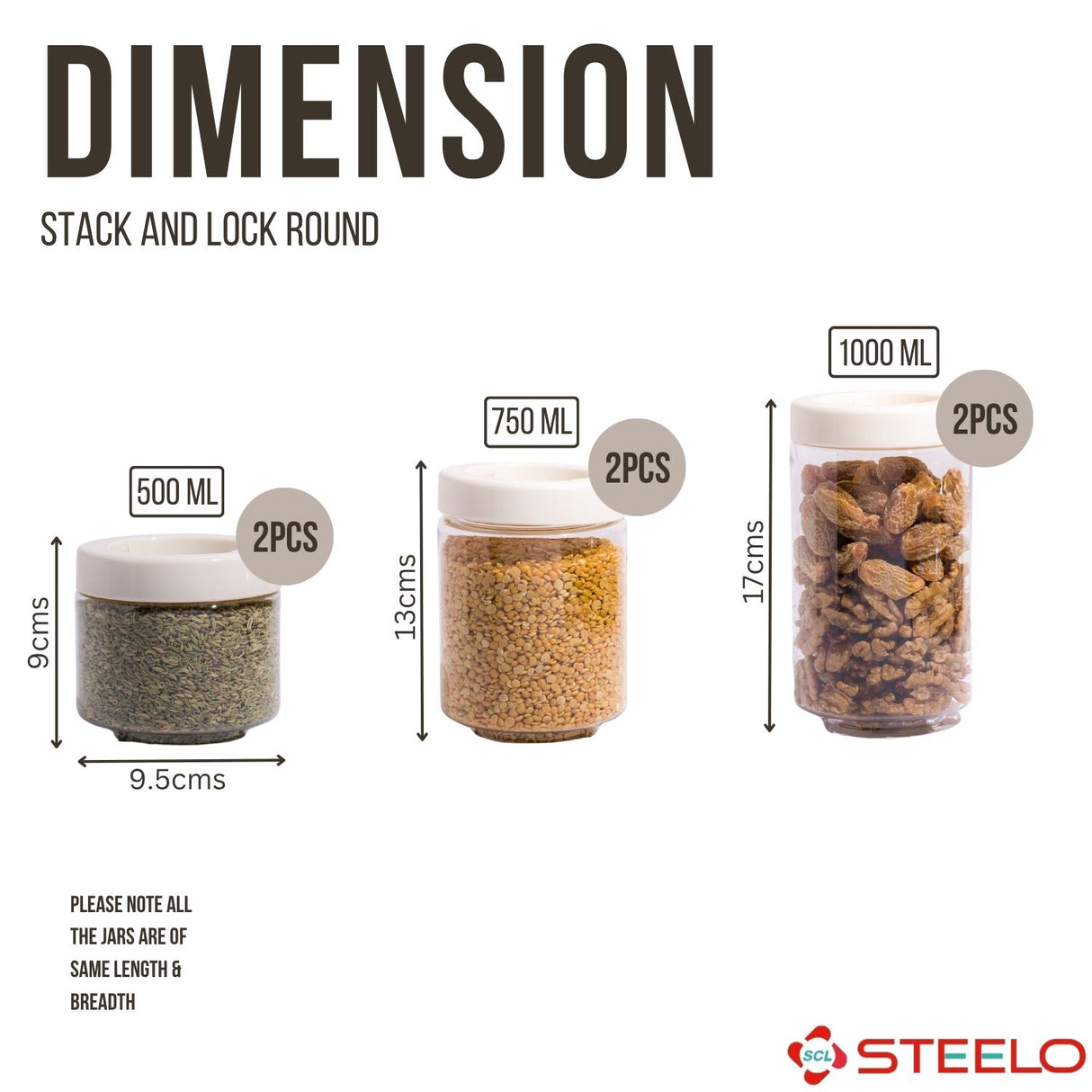 Stack & Lock Round Containers 6pcs Set | Stackable Storage Jars
