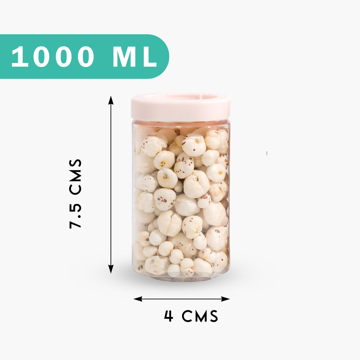 Stack & Lock Square Container 1000ml 4pcs Set | Stackable Storage Jars