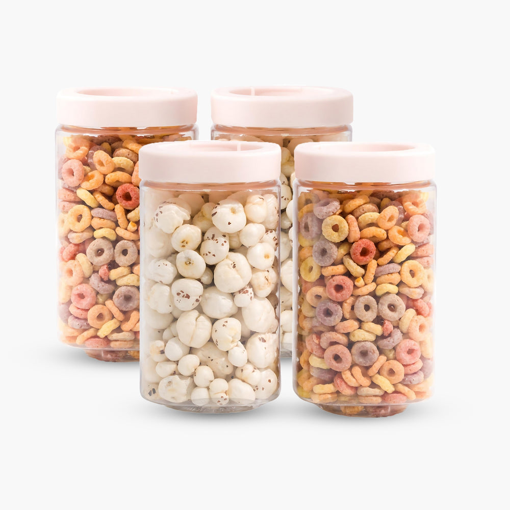 Stack & Lock Square Container 1000ml 4pcs Set | Stackable Storage Jars