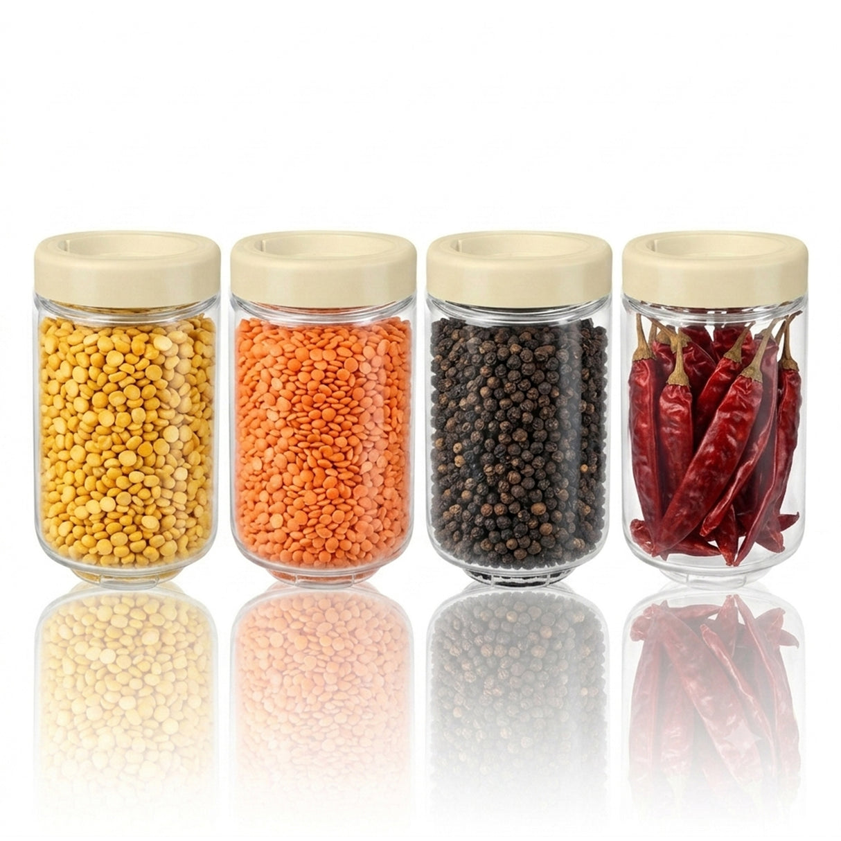 Stack & Lock Square Container 1000ml 4pcs Set | Stackable Storage Jars