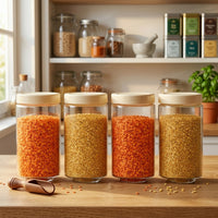 Stack & Lock Square Container 1000ml 4pcs Set | Stackable Storage Jars