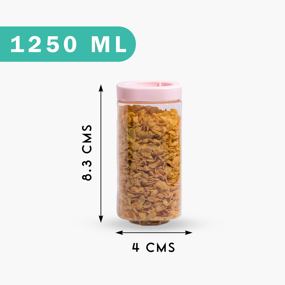 Stack & Lock Square Container 1250ml 4pcs Set | Stackable Storage Jars