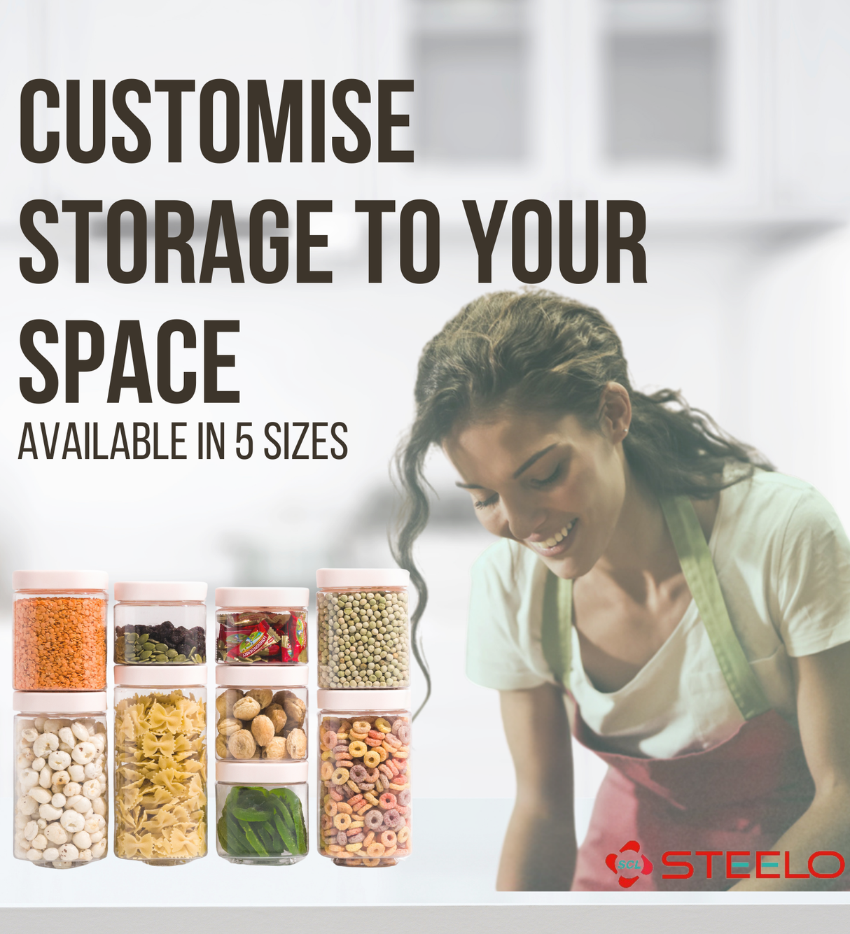 Stack & Lock Square Container 450ml 6pcs Set | Stackable Storage Jars