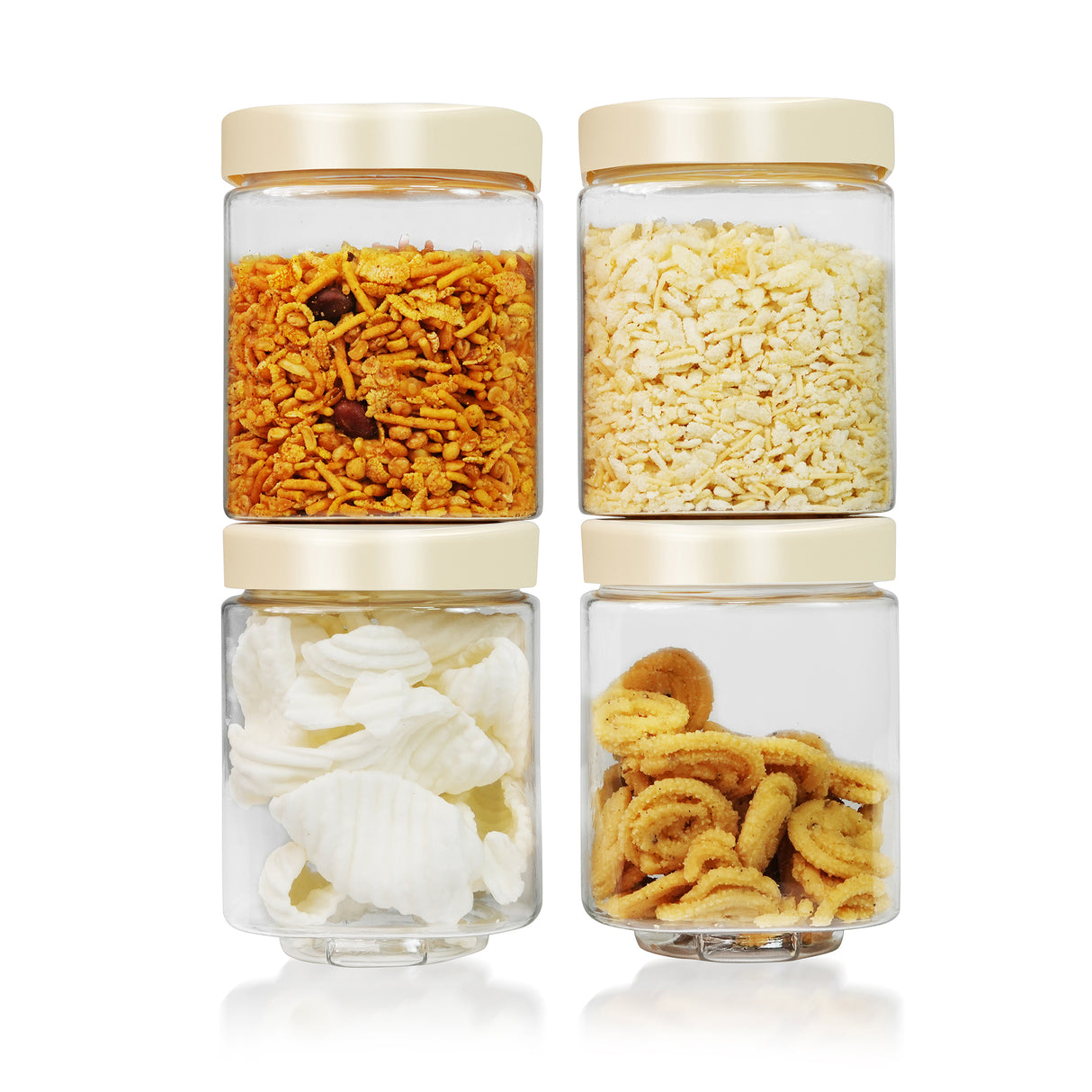 Stack & Lock Square Container 750ml 4pcs Set | Stackable Storage Jars