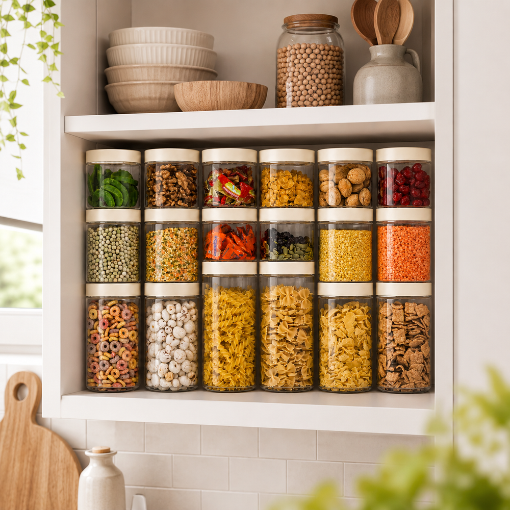 Stack & Lock Square Container 18pcs Set | Stackable Storage Jars