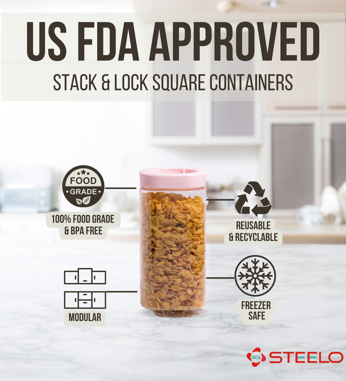 Stack & Lock Square Container 21pcs Set | Stackable Storage Jars