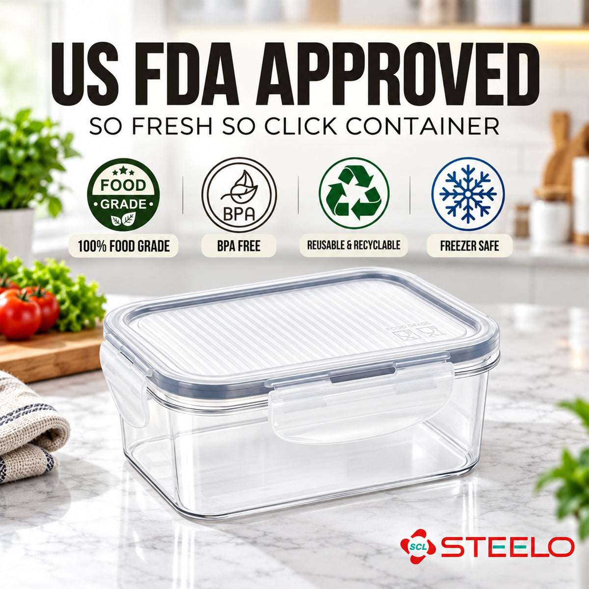 SoFresh SoClick Container 1200ml 2pcs Set | Click-Lock Food Containers