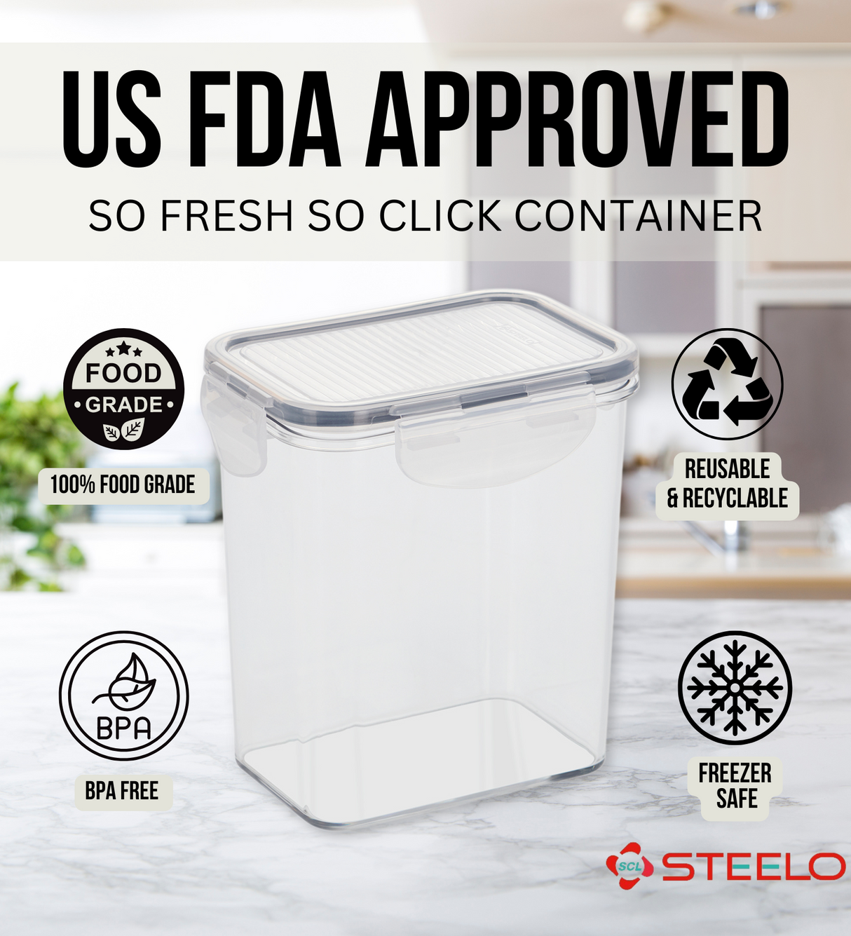 SoFresh SoClick Container 1400ml 2pcs Set | Click-Lock Food Containers