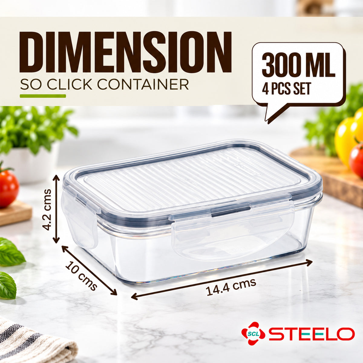 SoFresh SoClick Container 300ml 4pcs Set | Click-Lock Food Containers