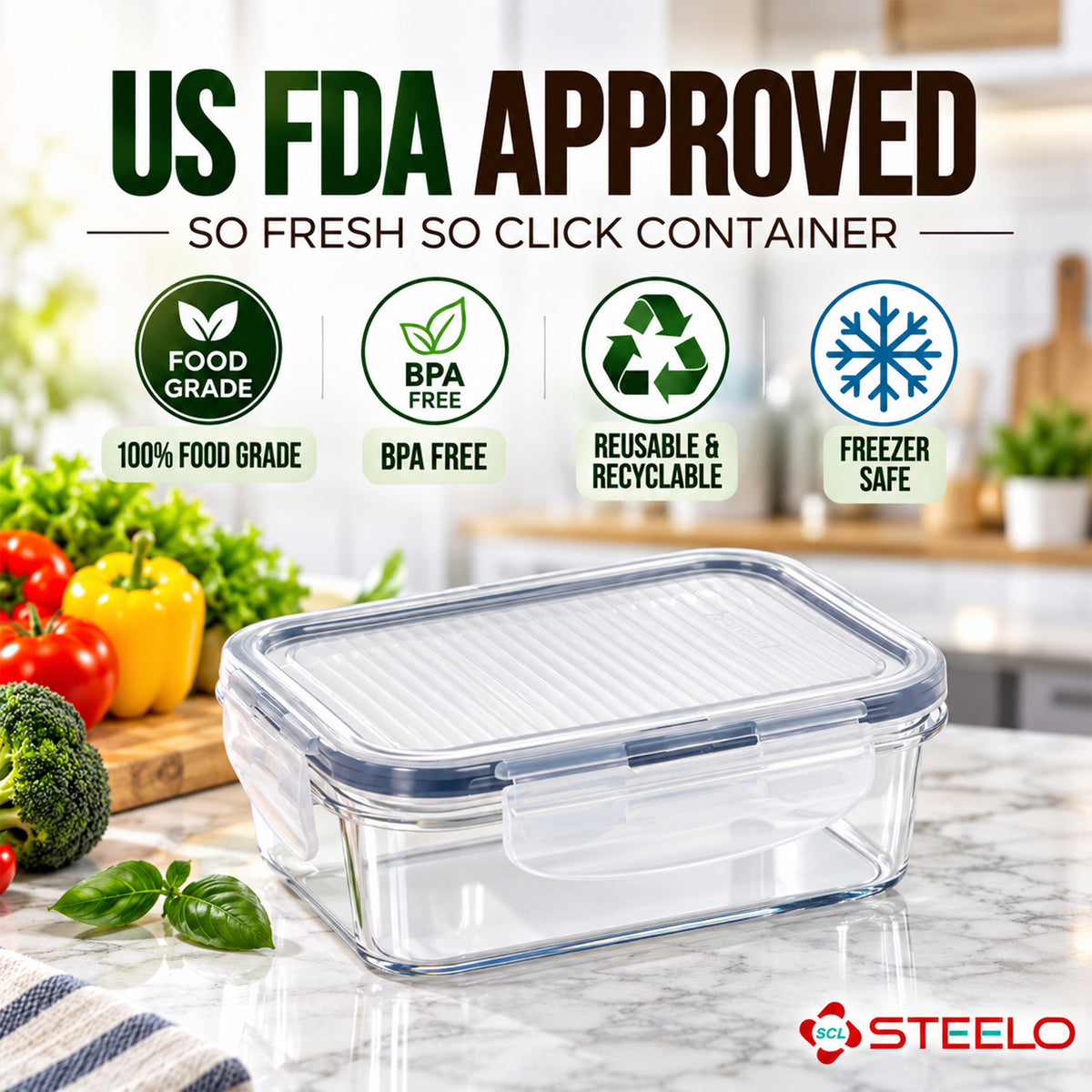 SoFresh SoClick Container 500ml 2pcs Set | Click-Lock Food Containers
